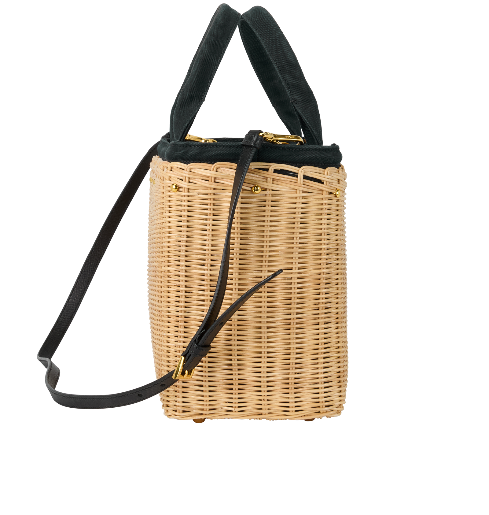 Capri 2015 Basket Tote, &pound;790, Handbags, Beige/Navy, Canvas/Wicker, Side view